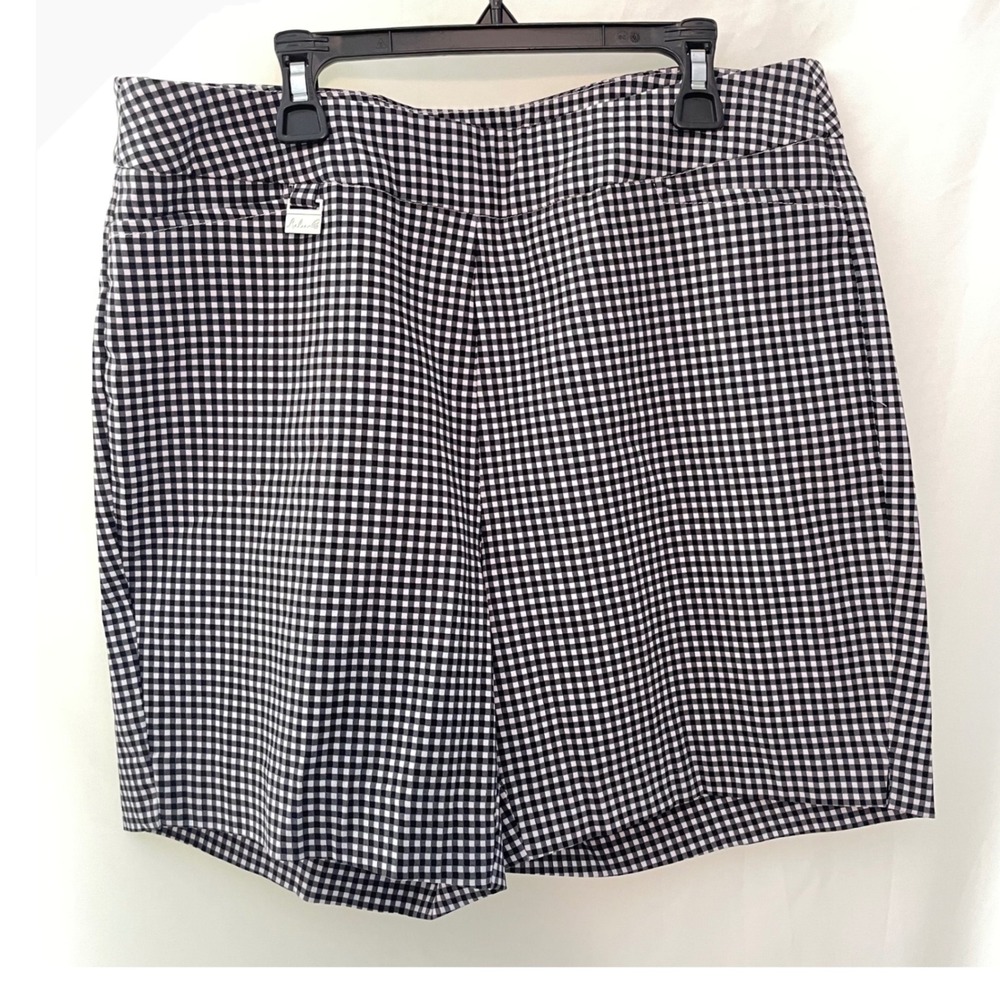 Lulu-B Black White Gingham Check Pull On Stretch Shorts Womens 14 Pockets